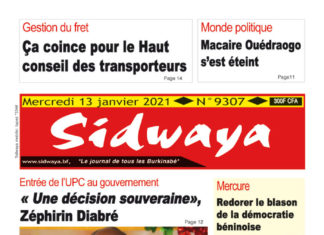 Une Sidwaya du 13 janvier 2021