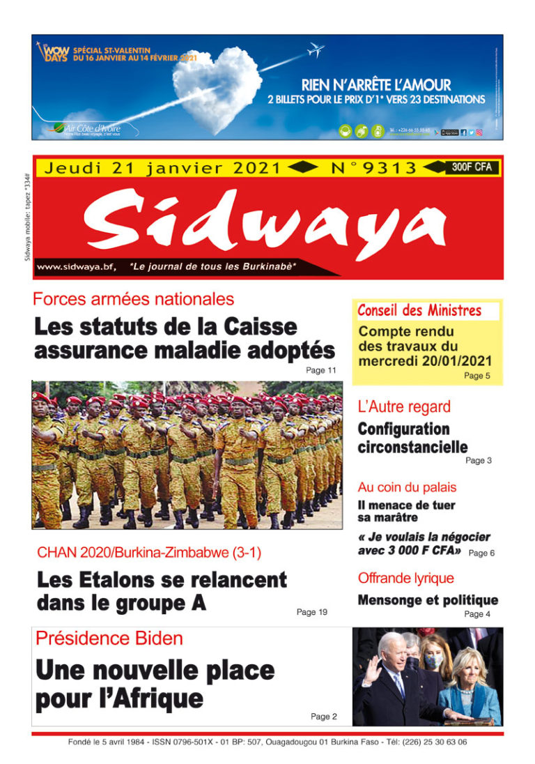 Une Sidwaya du 21-01-2021
