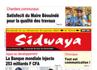 Une sidwaya du 22 01 2021