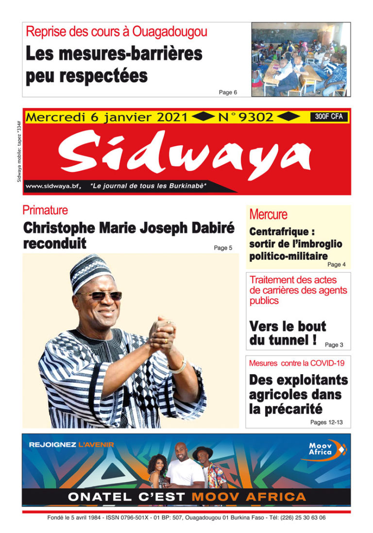 Une sidwaya du 06 Janvier 2021