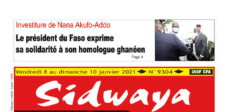 Une Sidwaya du vendredi 08 au dimanche 10 janvier 2021