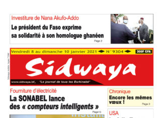 Une Sidwaya du vendredi 08 au dimanche 10 janvier 2021