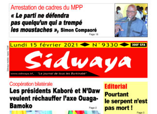 Une Sidwaya du 15-02-2021