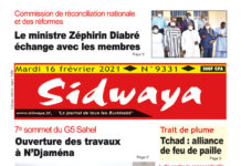 Une Sidwaya du mardi 16 février 2021