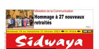 Une Sidwaya du vendredi 19 au dimanche 21 février 2021