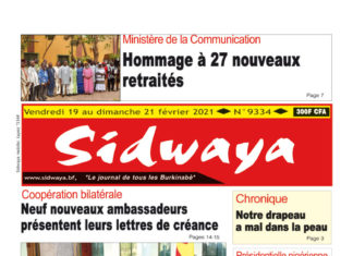 Une Sidwaya du vendredi 19 au dimanche 21 février 2021