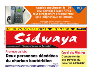 Une sidwaya du 25 02 2021