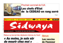 Une Sidwaya du 03 février 2021