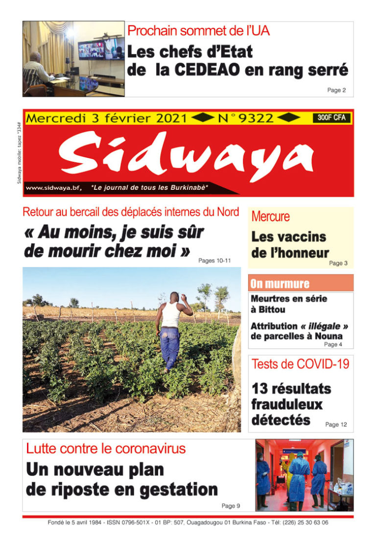 Une Sidwaya du 03 février 2021
