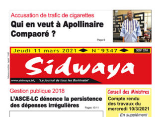 Une du Sidwaya du 11 03 2021