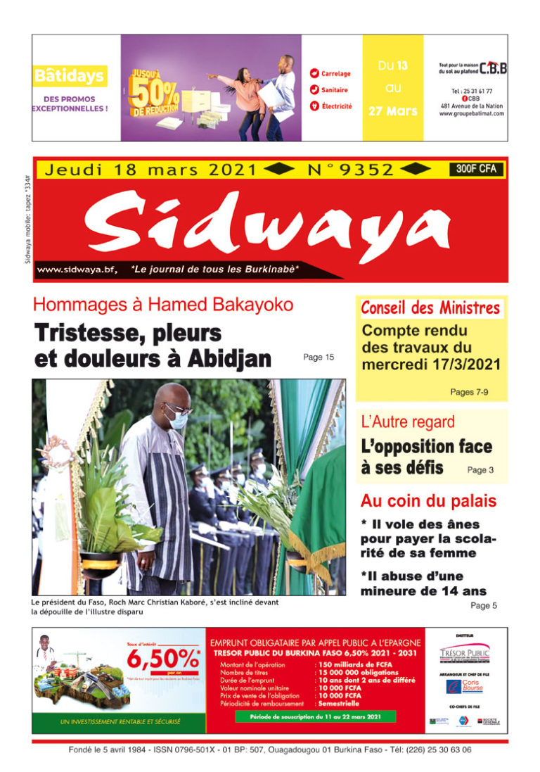 Une Sidwaya du 18-03-2021
