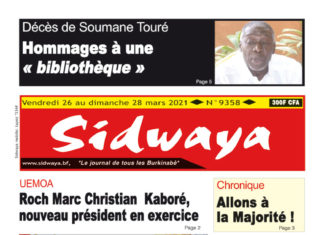 Une Sidwaya du 26 au 28 mars 2021