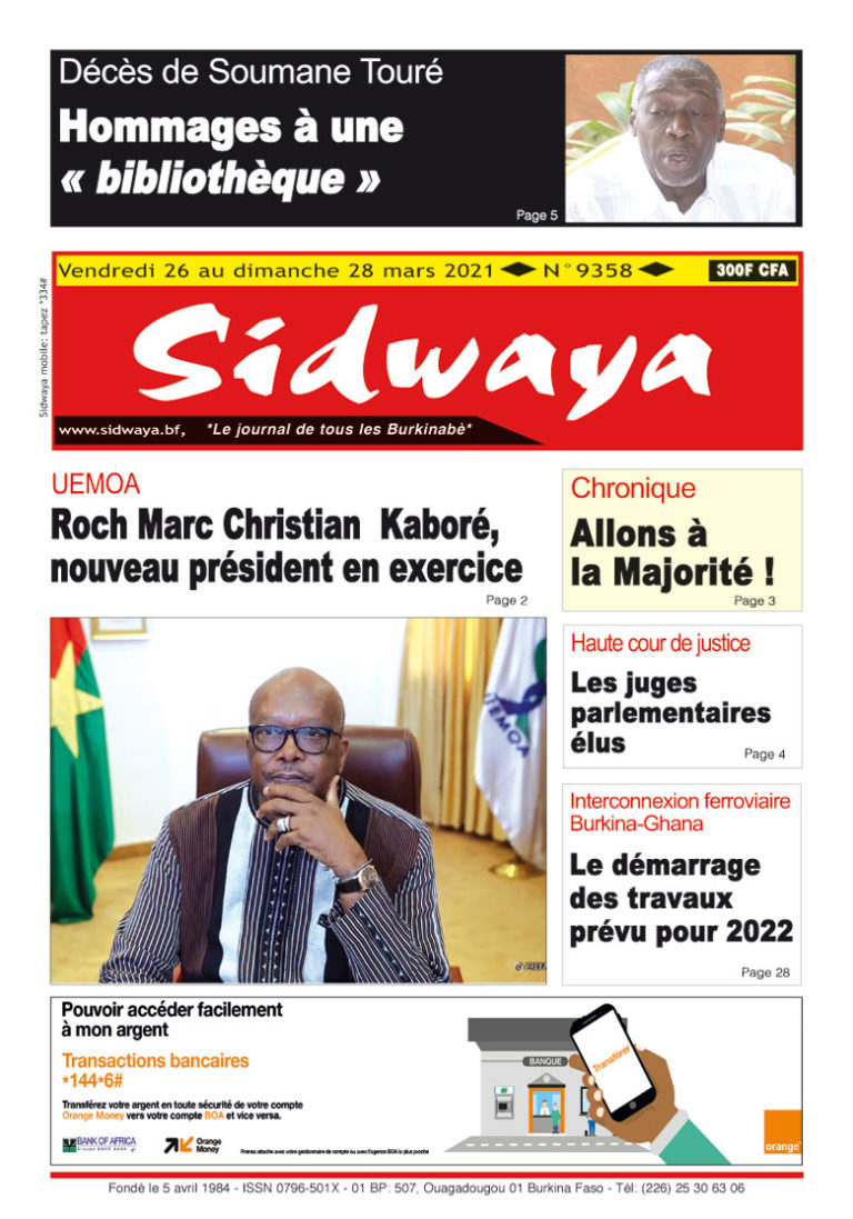 Une Sidwaya du 26 au 28 mars 2021