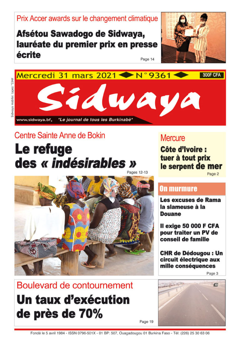 Une Sidwaya du 31-03-2021