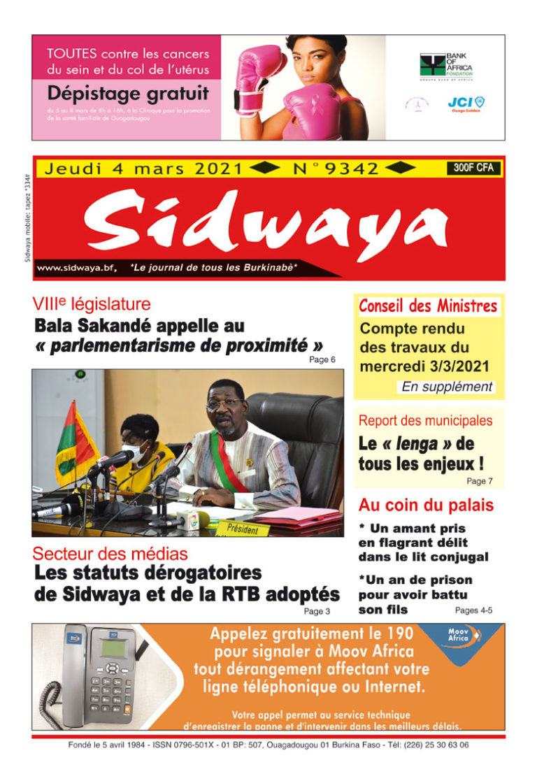 Une Sidwaya du 04 mars 2021
