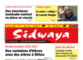 Une Sidwaya du 1er 04 2021