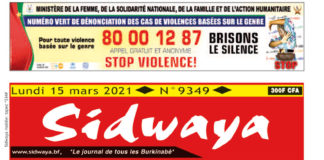 Une Sidwaya du 15 mars 2021