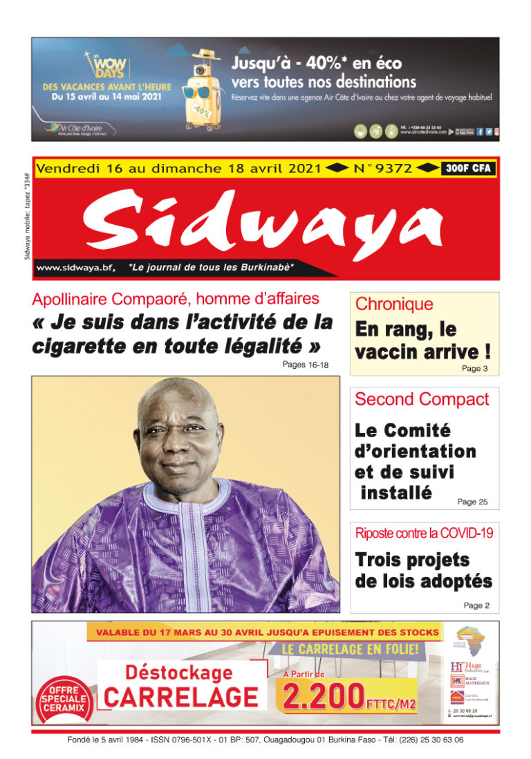 Une du 16-04-2021