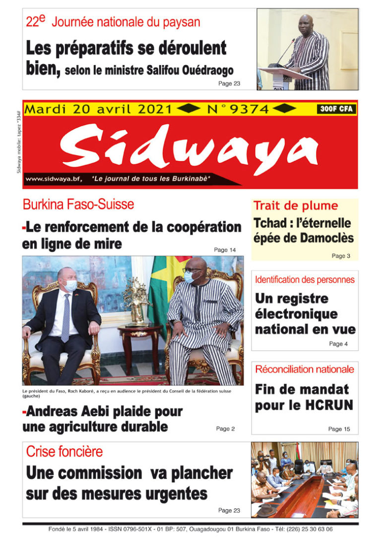 Une Sidwaya du 20-04-2021