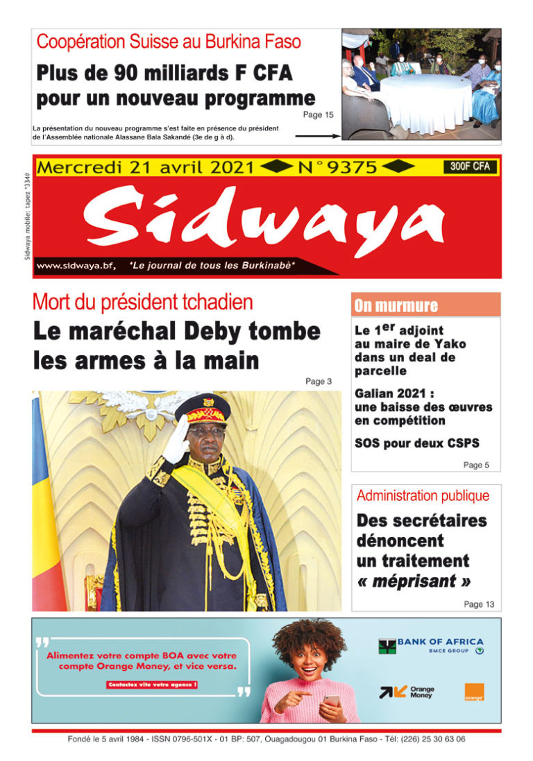 Une Sidwaya du 21-04-2021