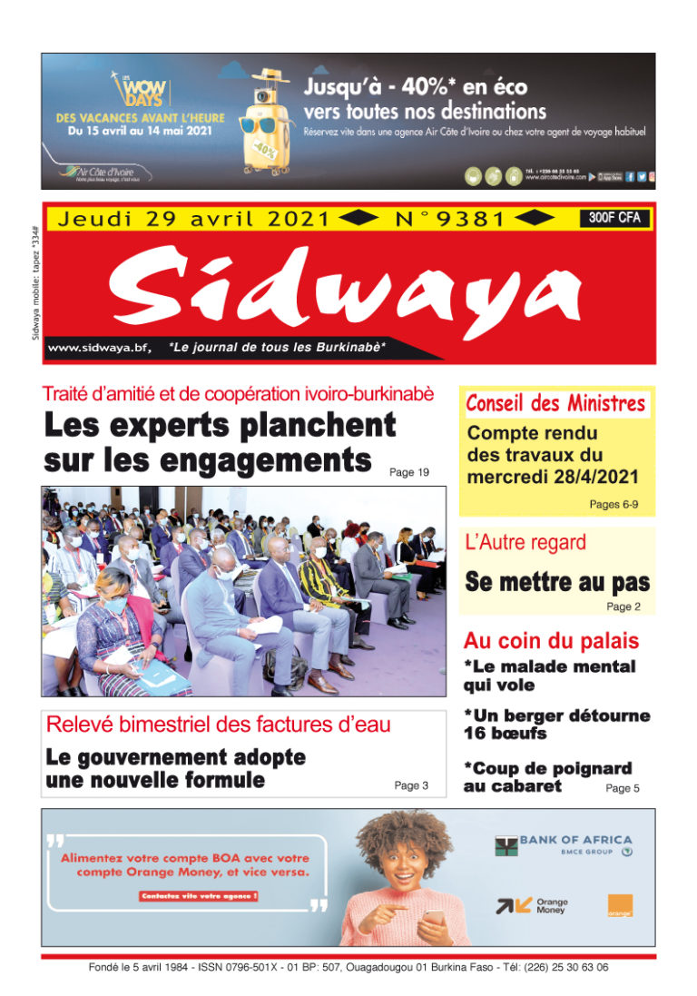 Une du 29-04-2021
