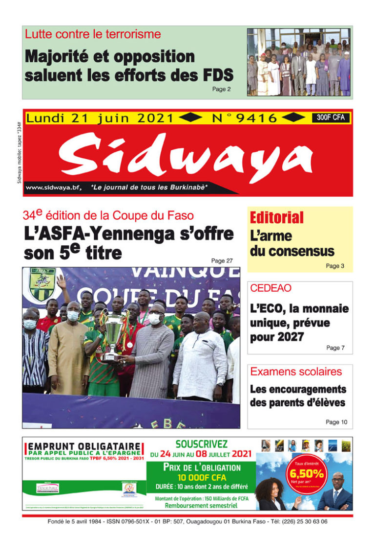 Une Sidwaya du 21-06-2021
