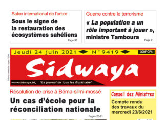 Une Sidwaya du 24-06-2021