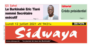 Une Sidwaya du 12 juillet 2021