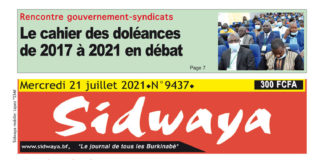 Une Sidwaya du 21-07-2021