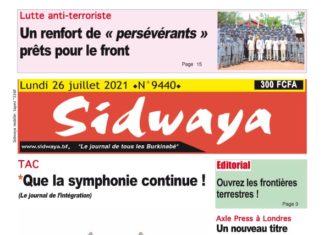 Une Sidwaya du 26 juillet 2021