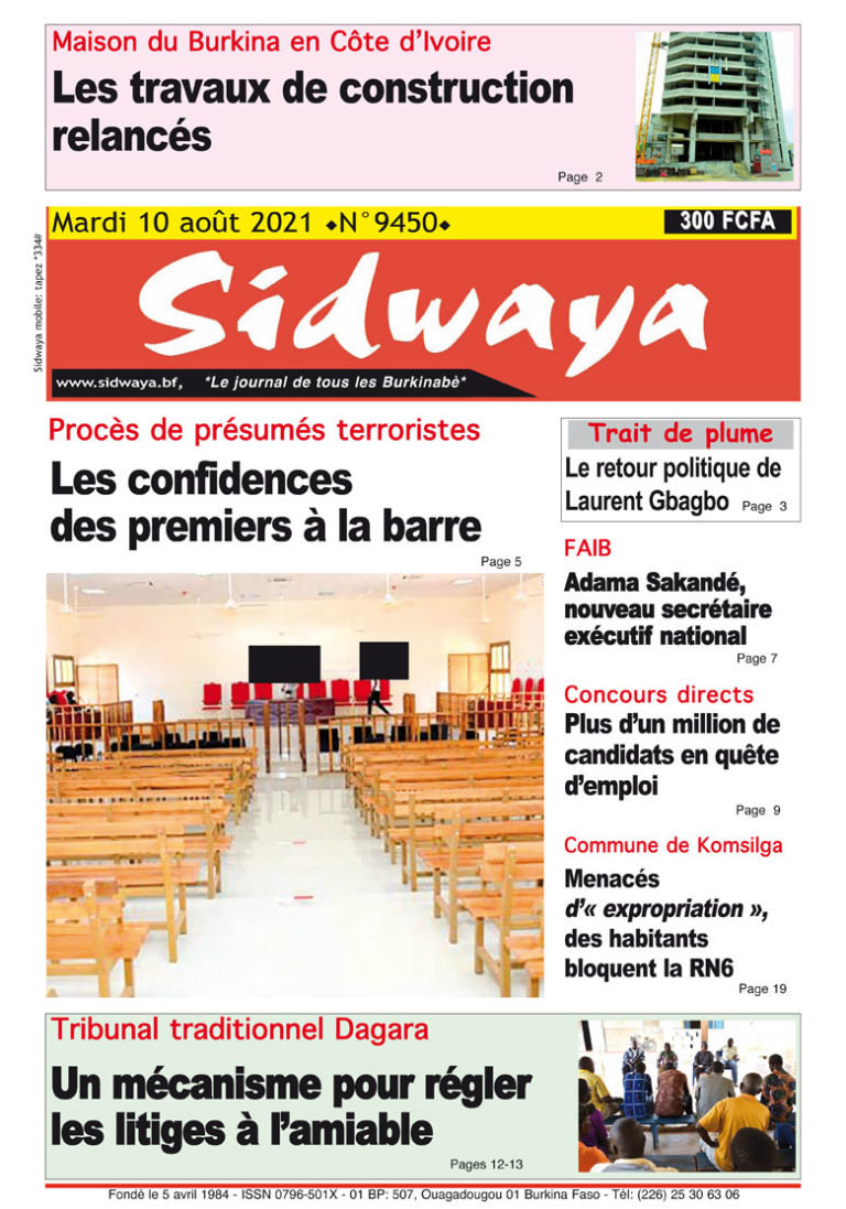 Une Sidwaya du 10-08-2021