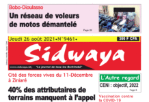 Une Sidwaya du 26-08-2021