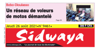 Une Sidwaya du 26-08-2021