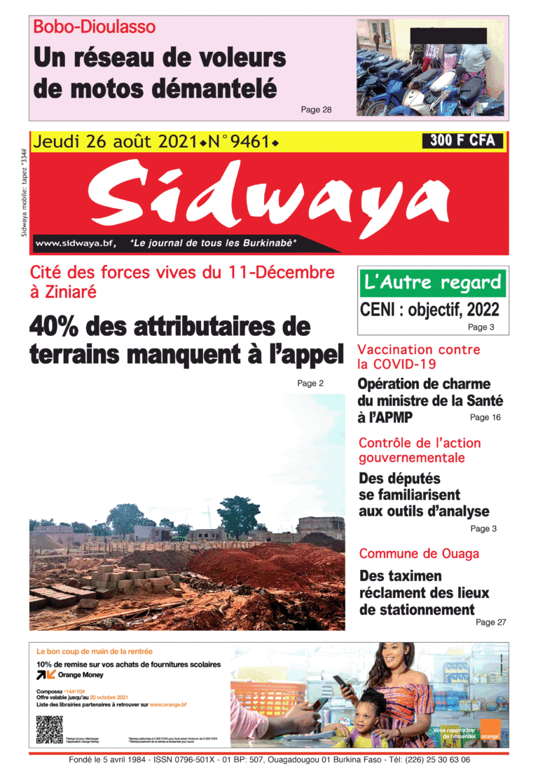 Une Sidwaya du 26-08-2021
