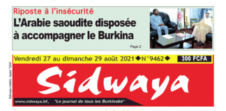 Une Sidwaya du 27 au 29-08-2021