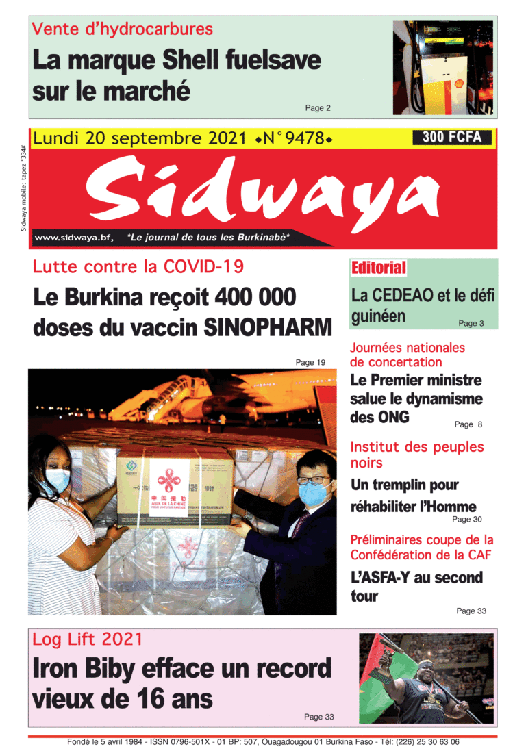 Une Sidwaya du 20-09-2021