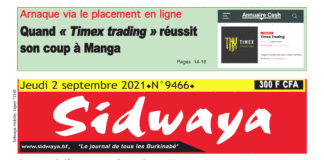 Une Sidwaya du 02-09-2021