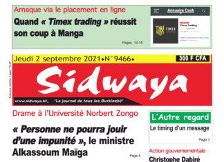 Une Sidwaya du 02-09-2021