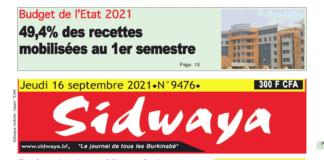Une Sidwaya du 16-09-2021