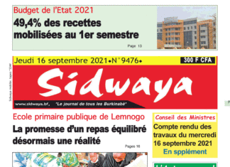 Une Sidwaya du 16-09-2021