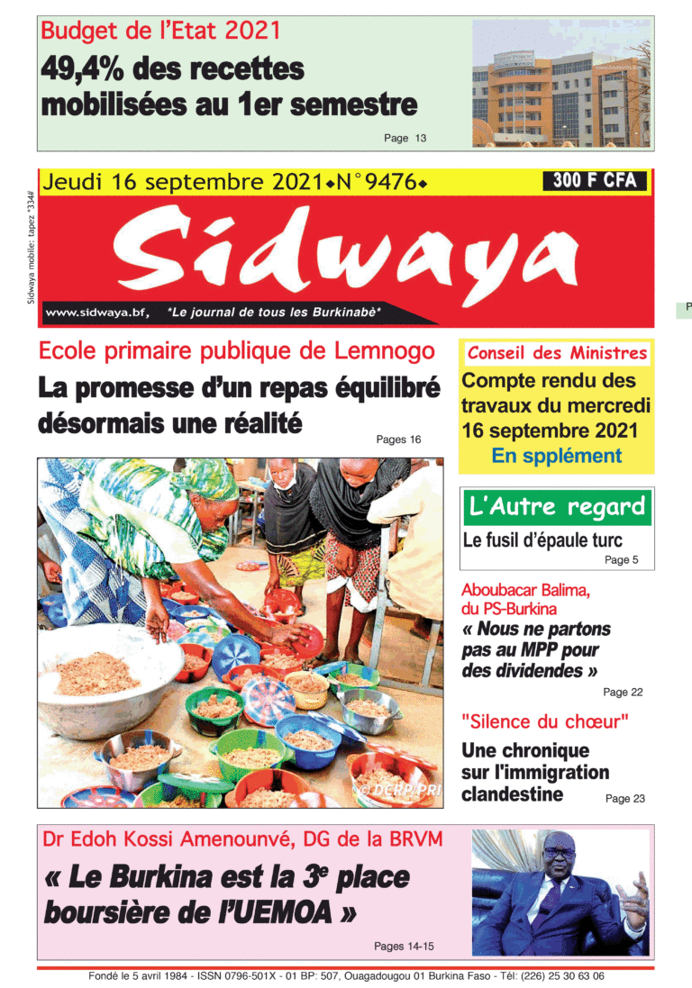 Une Sidwaya du 16-09-2021