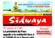 Une sidwaya du 24 au 26-09-2021
