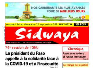 Une sidwaya du 24 au 26-09-2021