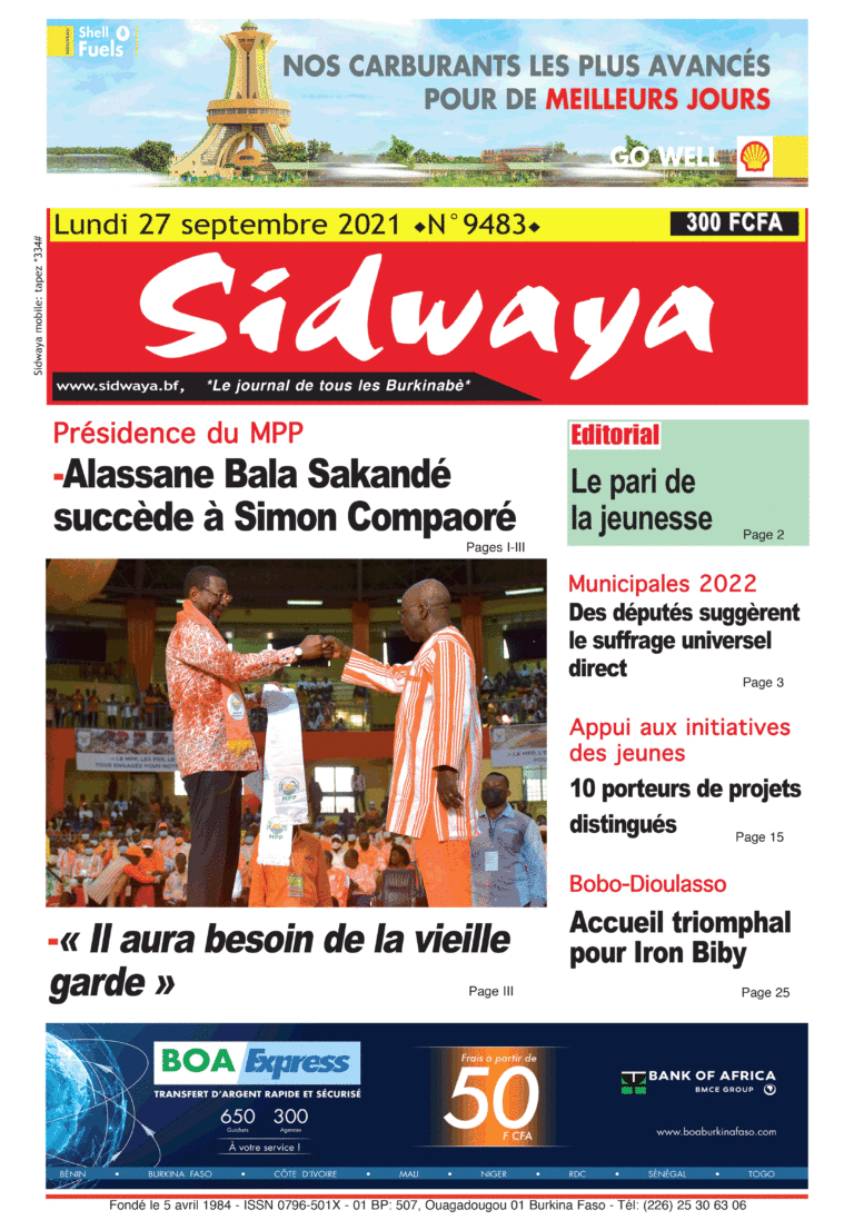 Une Sidwaya du 27-09-2021