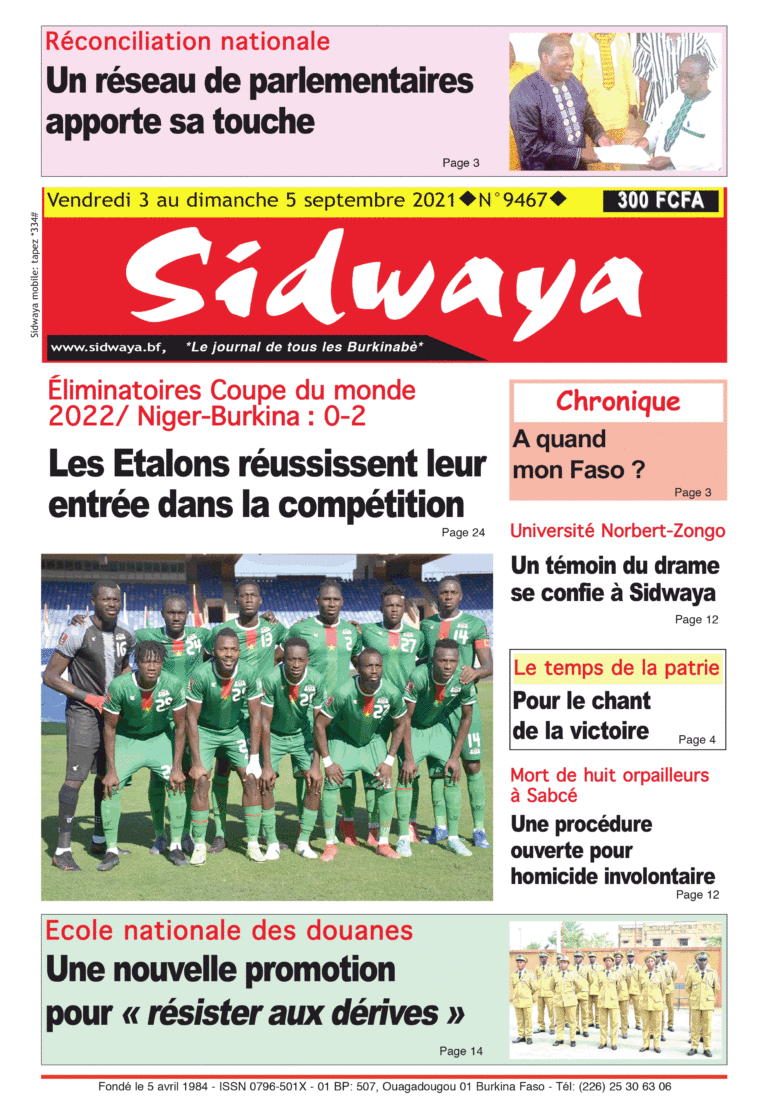 Une sidwaya du 03 au 05-09-2021