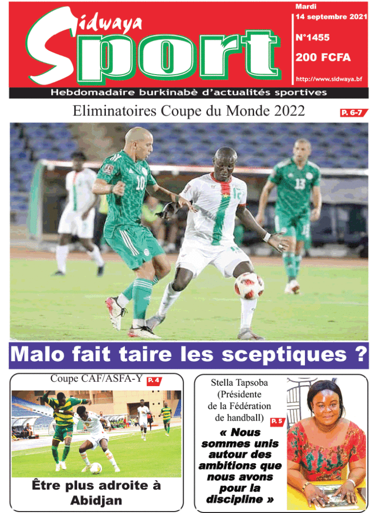 Une Sidwaya Sport du 14-09-2021
