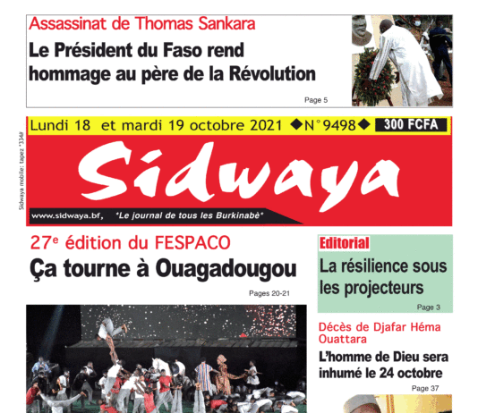 Une Sidwaya du 18 et 19-10-2021