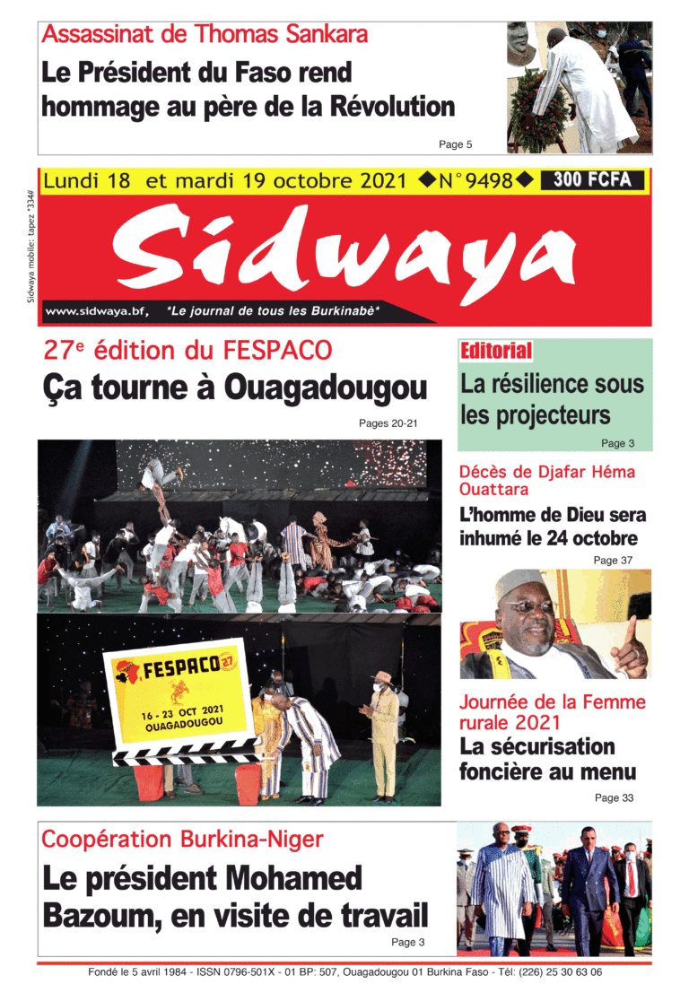 Une Sidwaya du 18 et 19-10-2021