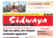 Une Sidwaya du 29 octobre au 01 novembre 2021