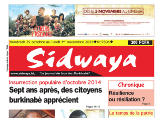 Une Sidwaya du 29 octobre au 01 novembre 2021